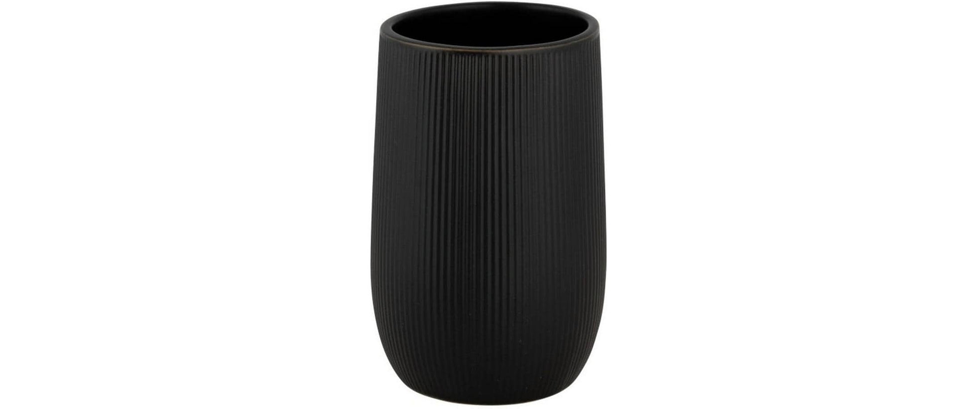Wenko Zahnputzbecher Fablo – Keramik, 8×12×8 cm, Schwarz