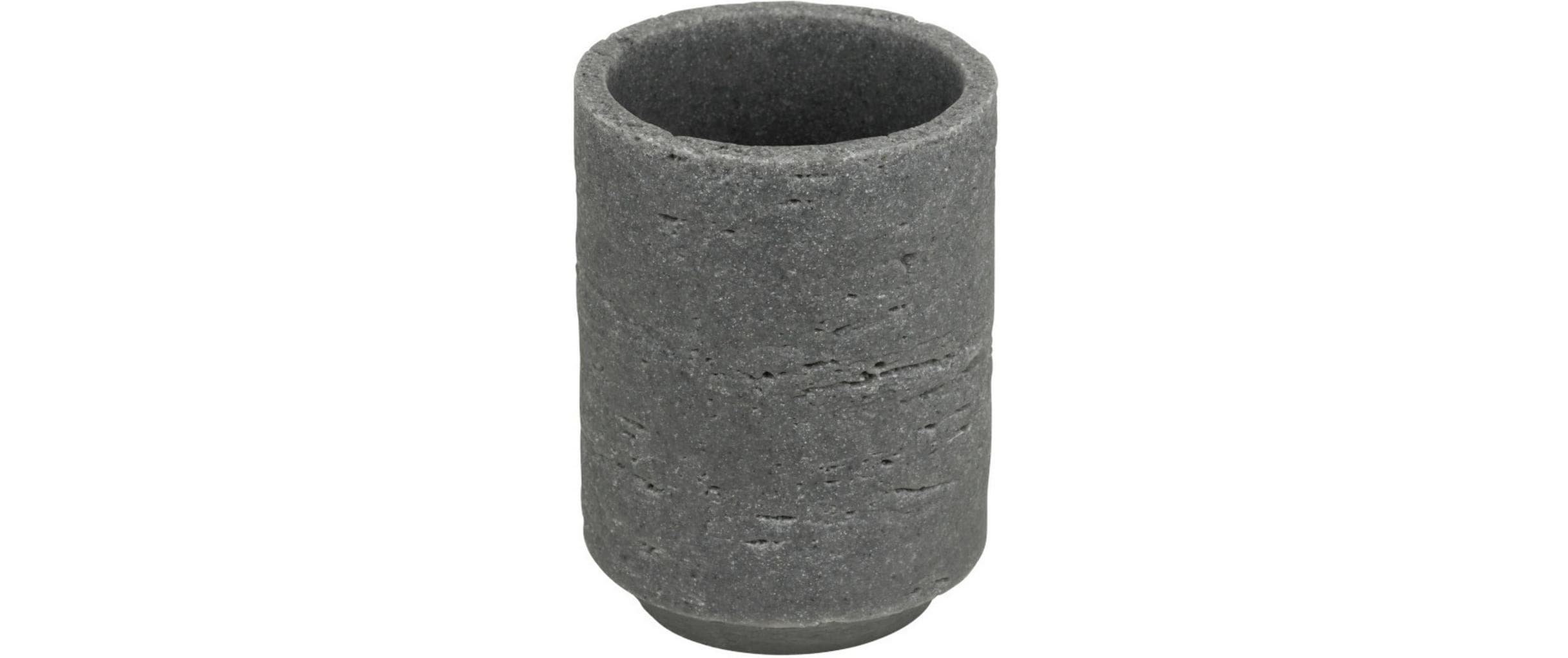 Wenko Zahnputzbecher Denia – 7,7×10,5×7,7 cm, Polyresin, Grau