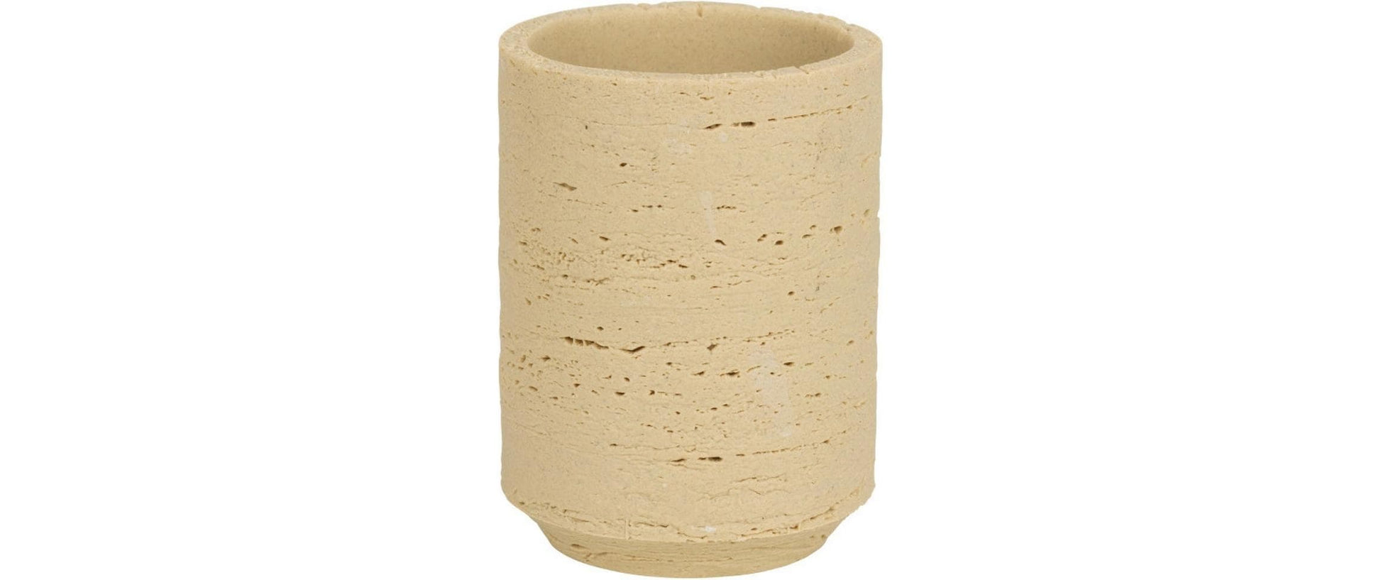 Wenko Zahnputzbecher Denia – Polyresin, 7,7×10,5×7,7 cm, Beige