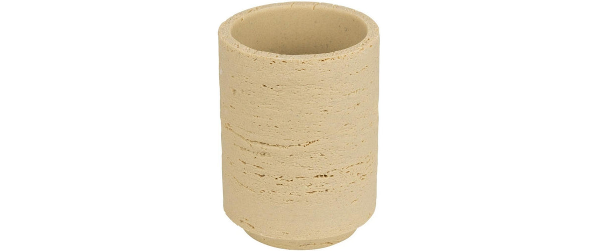 Wenko Zahnputzbecher Denia – Polyresin, 7,7×10,5×7,7 cm, Beige