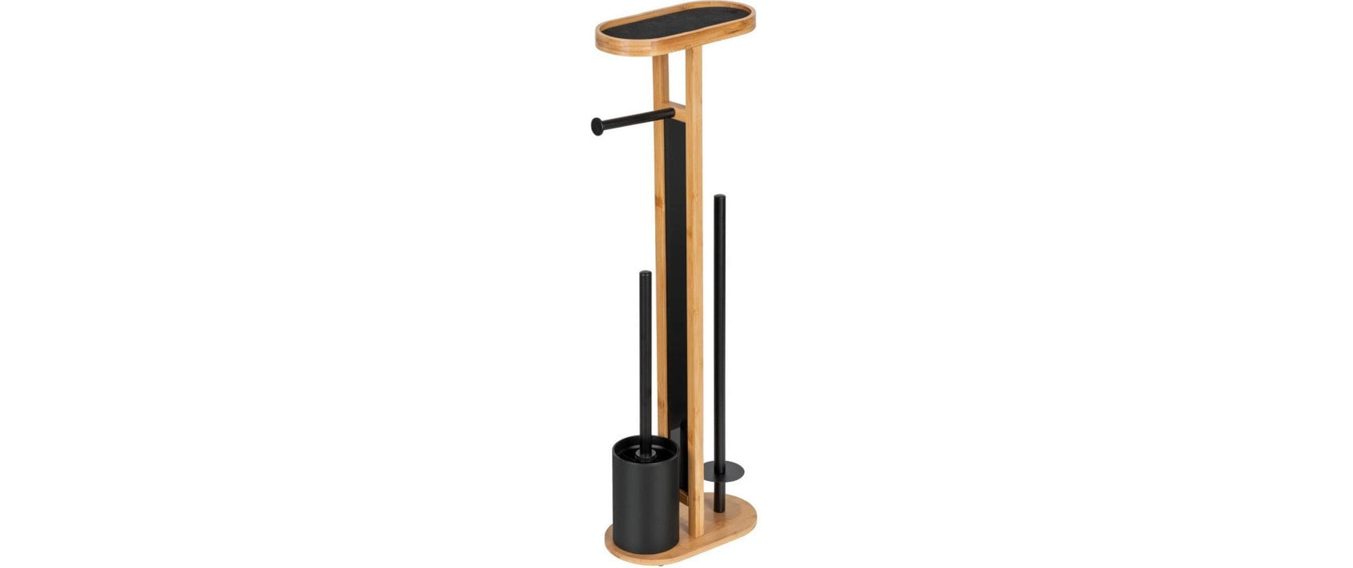 Wenko Orea – WC-Bürstenset – Bambus, Sicherheitsglas, Stahl, Braun, H 70 cm