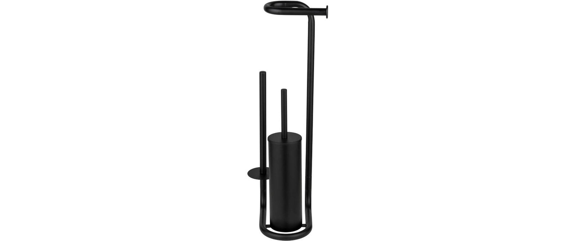 Wenko Universaleo – WC-Bürstenset – Edelstahl, Schwarz, 20 × 23 × 62,5 cm
