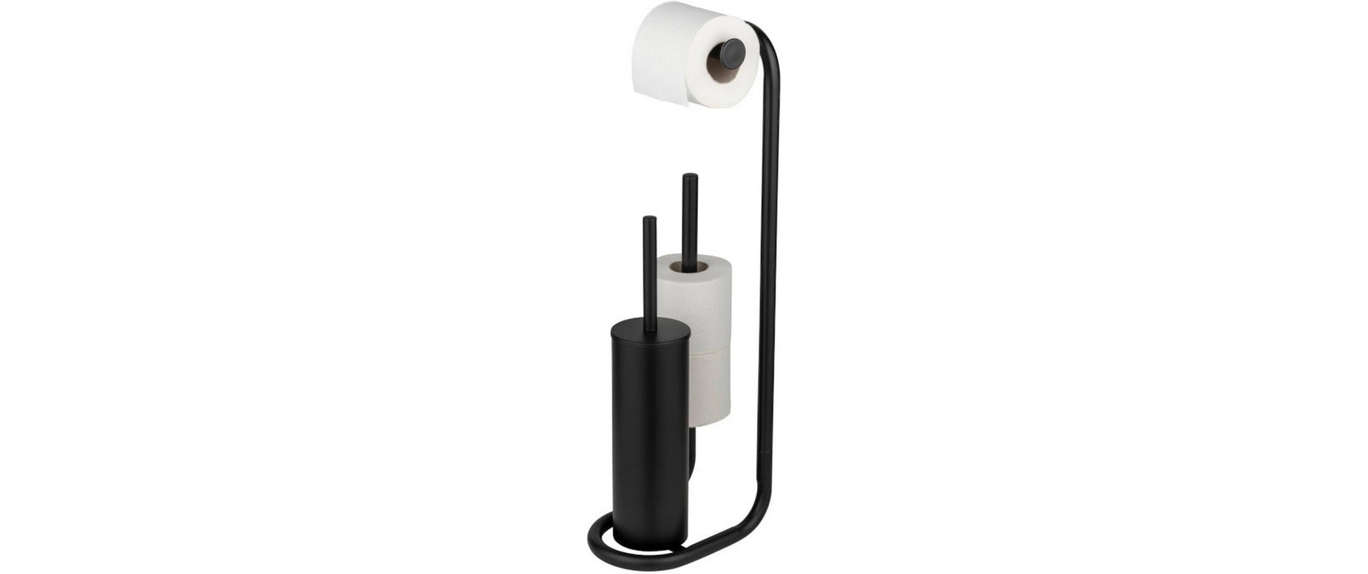 Wenko Universaleo – WC-Bürstenset – Edelstahl, Schwarz, 20 × 23 × 62,5 cm