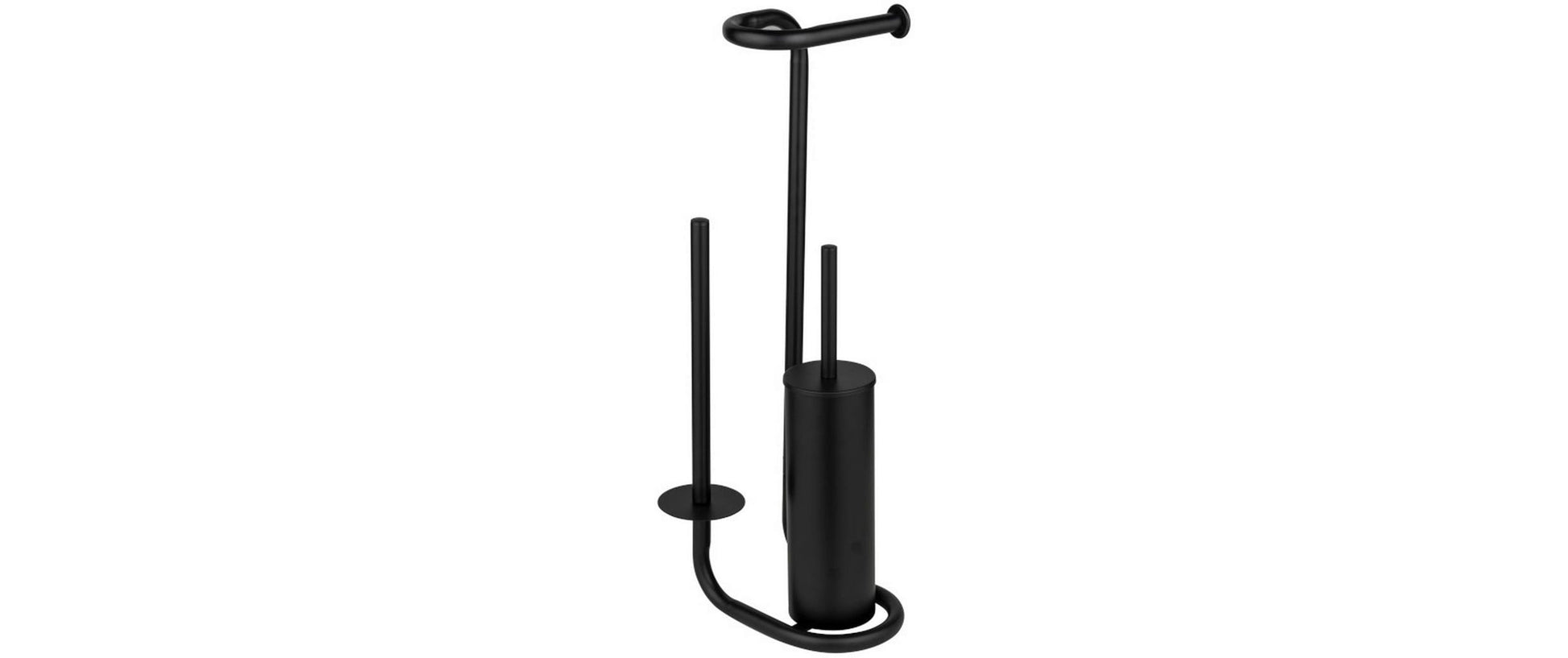Wenko Universaleo – WC-Bürstenset – Edelstahl, Schwarz, 20 × 23 × 62,5 cm