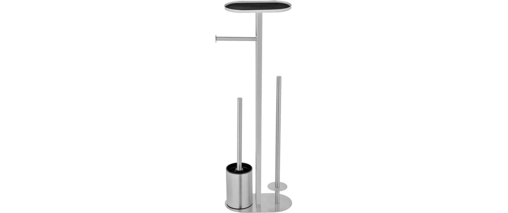 Wenko Orea – WC-Bürstenset – Glas, pulverbeschichteter Stahl, Weiss, H 70 cm