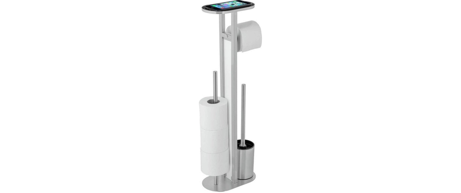 Wenko Orea – WC-Bürstenset – Glas, pulverbeschichteter Stahl, Weiss, H 70 cm