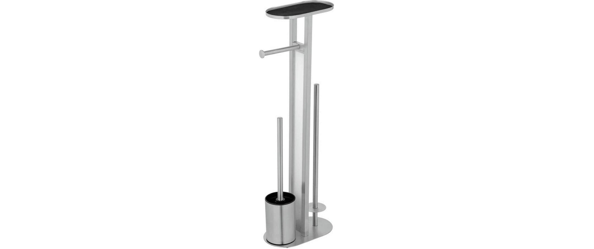 Wenko Orea – WC-Bürstenset – Glas, pulverbeschichteter Stahl, Weiss, H 70 cm