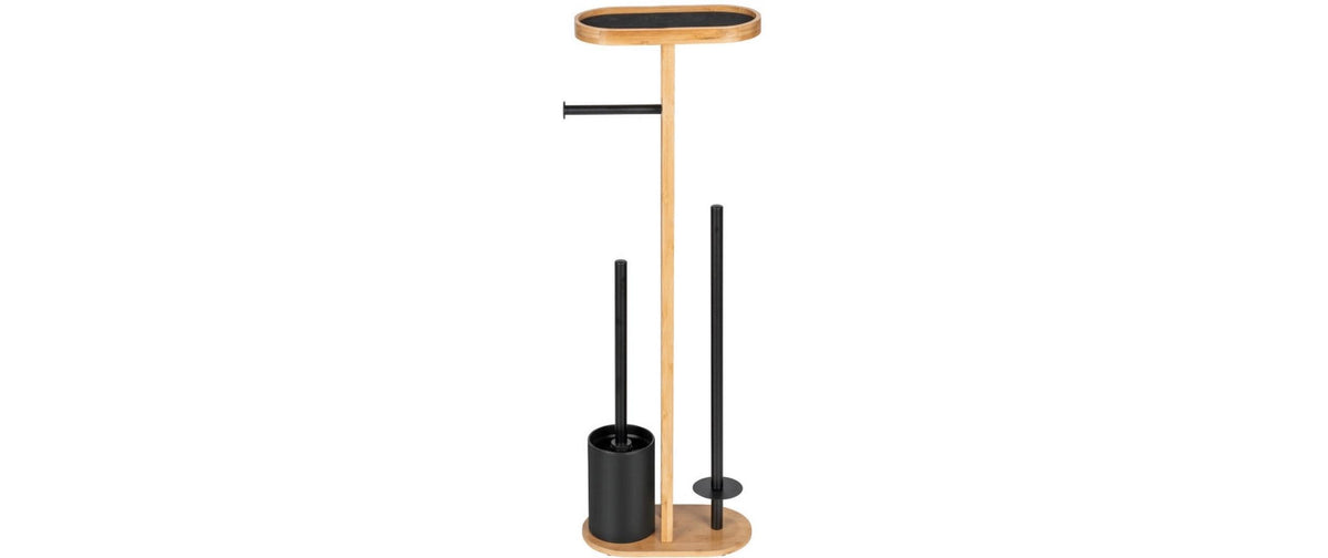 Wenko Orea – WC-Bürstenset – Bambus, Sicherheitsglas, Stahl, Braun, H 70 cm