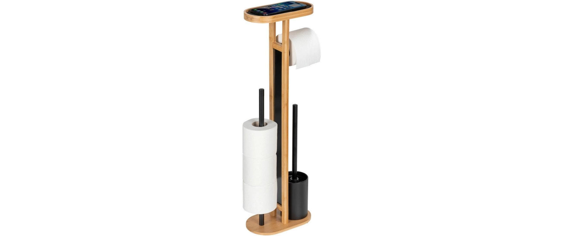Wenko Orea – WC-Bürstenset – Bambus, Sicherheitsglas, Stahl, Braun, H 70 cm