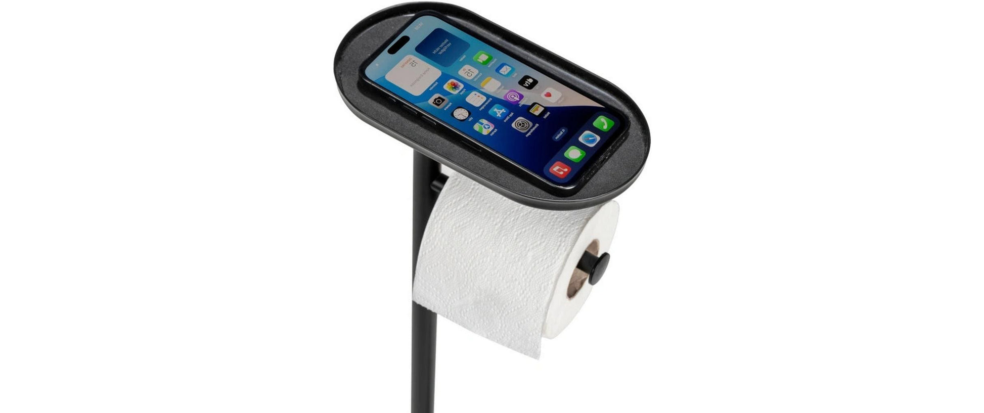Wenko Albella – WC-Bürstenset – Kunststoff, Edelstahl, schwarz, H 69 cm