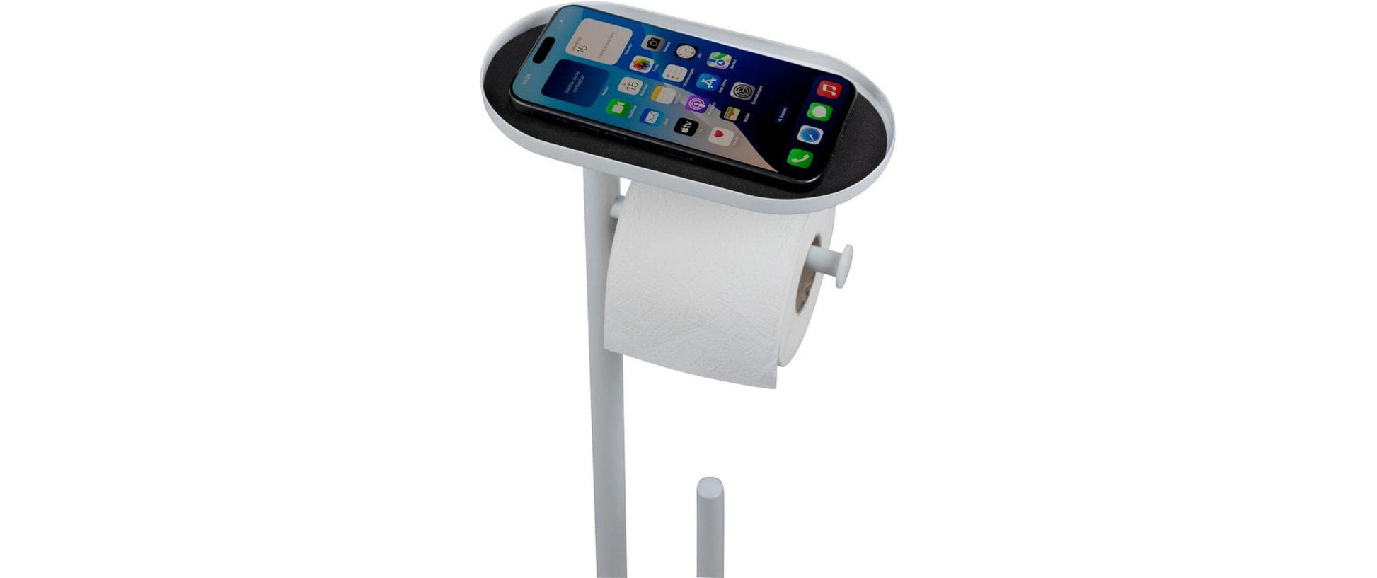 Wenko Albella – WC-Bürstenset – Edelstahl, Kunststoff, Weiss, H 69 cm