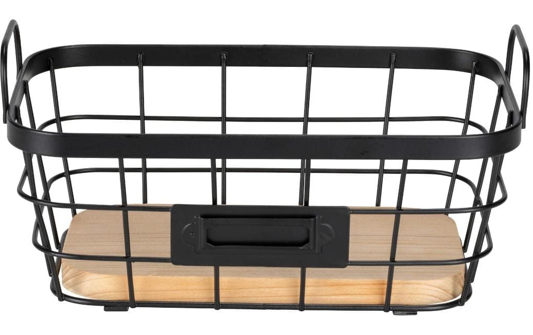 Wenko Antenza S Aufbewahrungskorb – Bambus – Schwarz – 215 × 105 × 130 mm