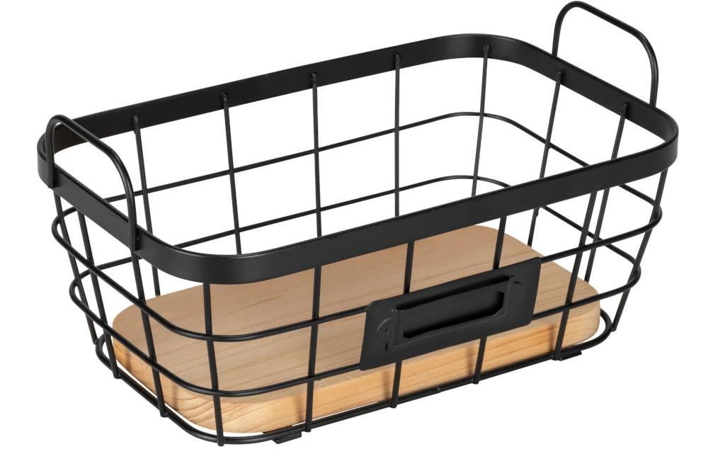 Wenko Antenza S Aufbewahrungskorb – Bambus – Schwarz – 215 × 105 × 130 mm