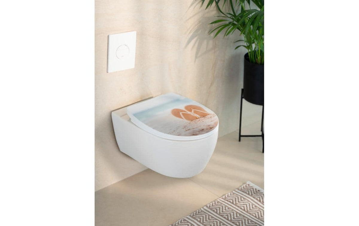 Wenko WC-Sitz – Thermoplast, mehrfarbig, mit Easy Close, 36 × 44 cm