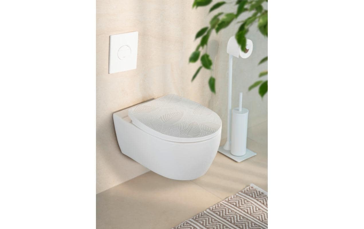 Wenko Roanne – WC-Sitz – Thermoplast, Hellgrau, Easy Close, 36 × 44 cm