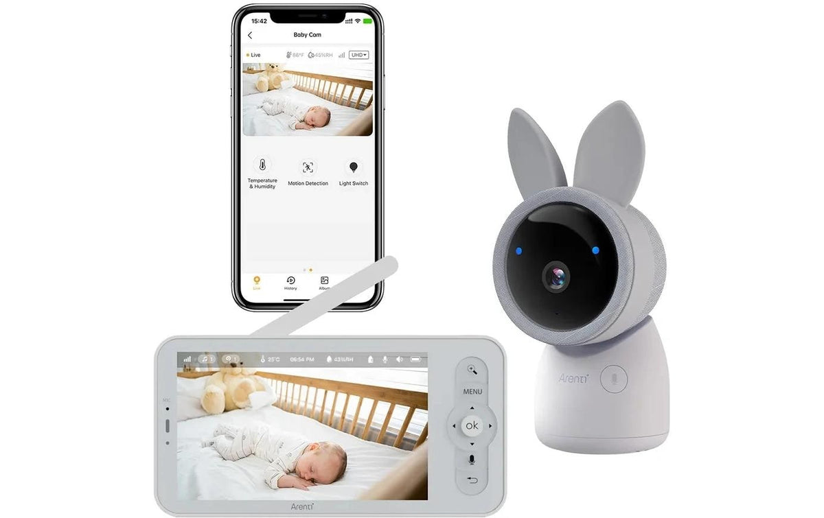 Arenti AINanny 2 – Video-Babyphone-Set, 2 Kameras, mit Display – WLAN – Akku/Netzbetrieb