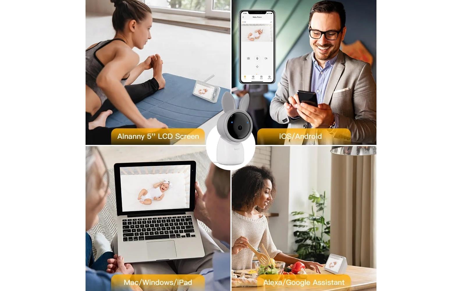 Arenti AINanny 2 – Video-Babyphone-Set, 2 Kameras, mit Display – WLAN – Akku/Netzbetrieb