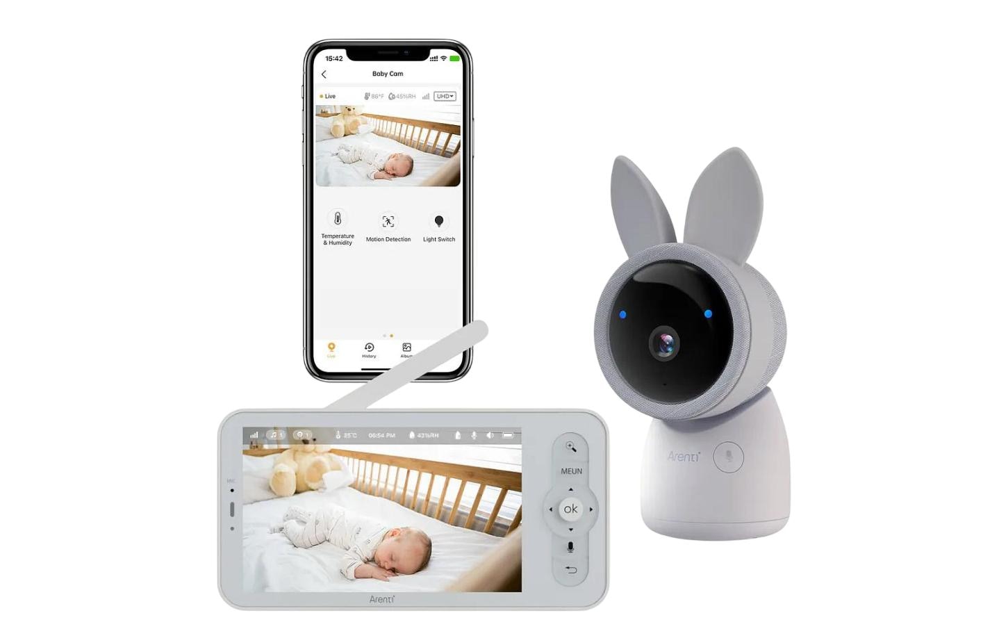 Arenti AInanny – Babyphone (Video), Indoor, WLAN, Netzbetrieb, Reichweite 50 m, Display