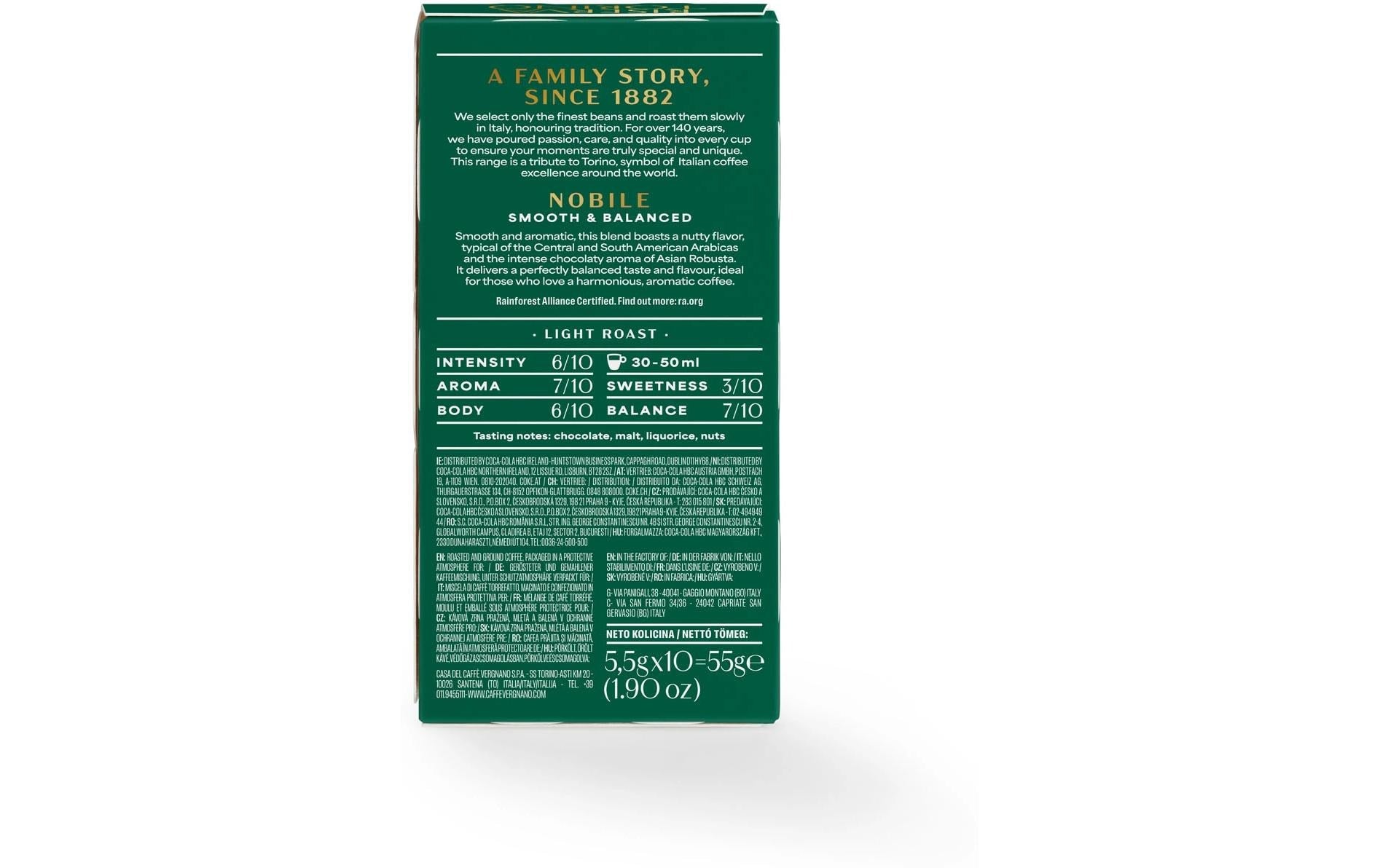 Caffè vergnano Riserva Torino Nobile – Kapseln – Espresso, Malz, 10 Kapseln