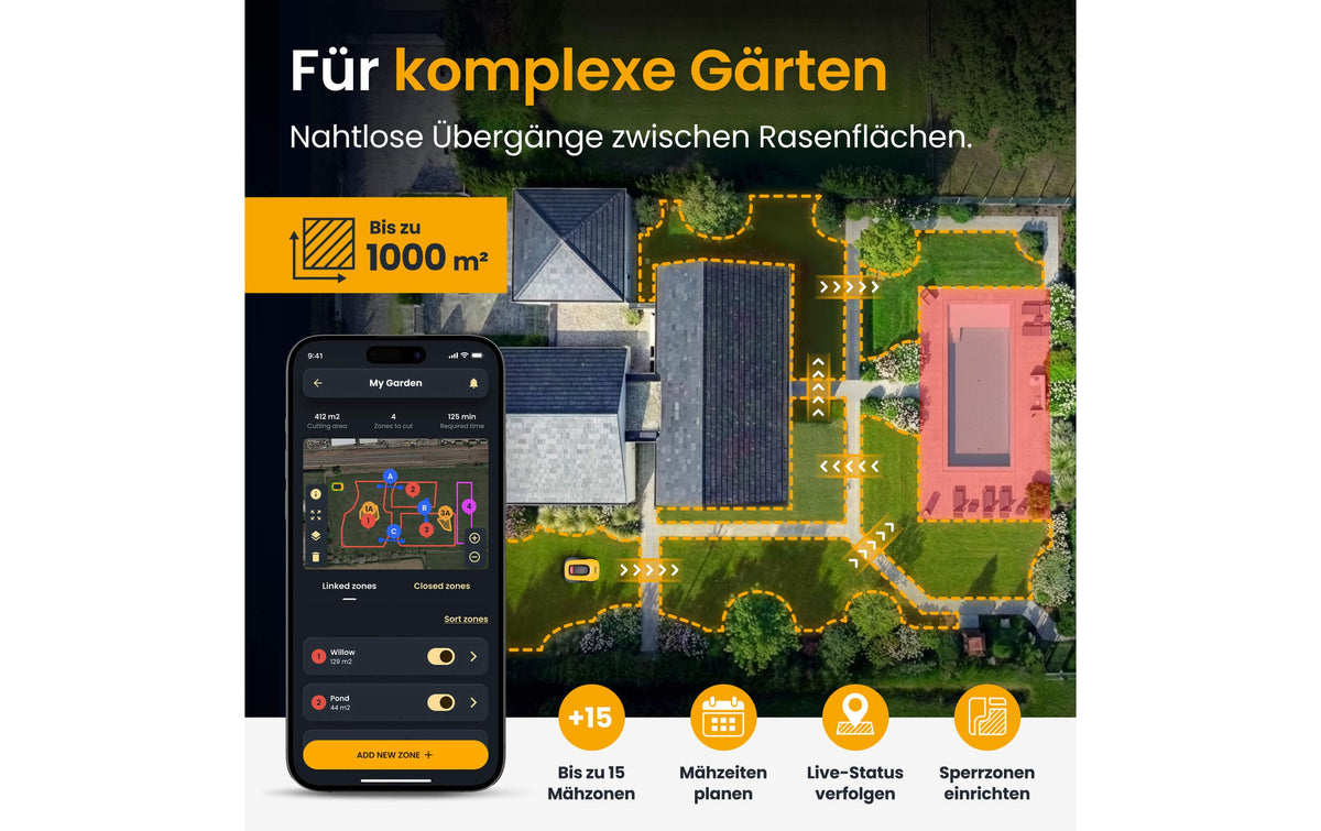Stiga A10v Rasenmähroboter – 2,5 Ah – 18 cm Schnittbreite – 600 m² Mähfläche – GPS