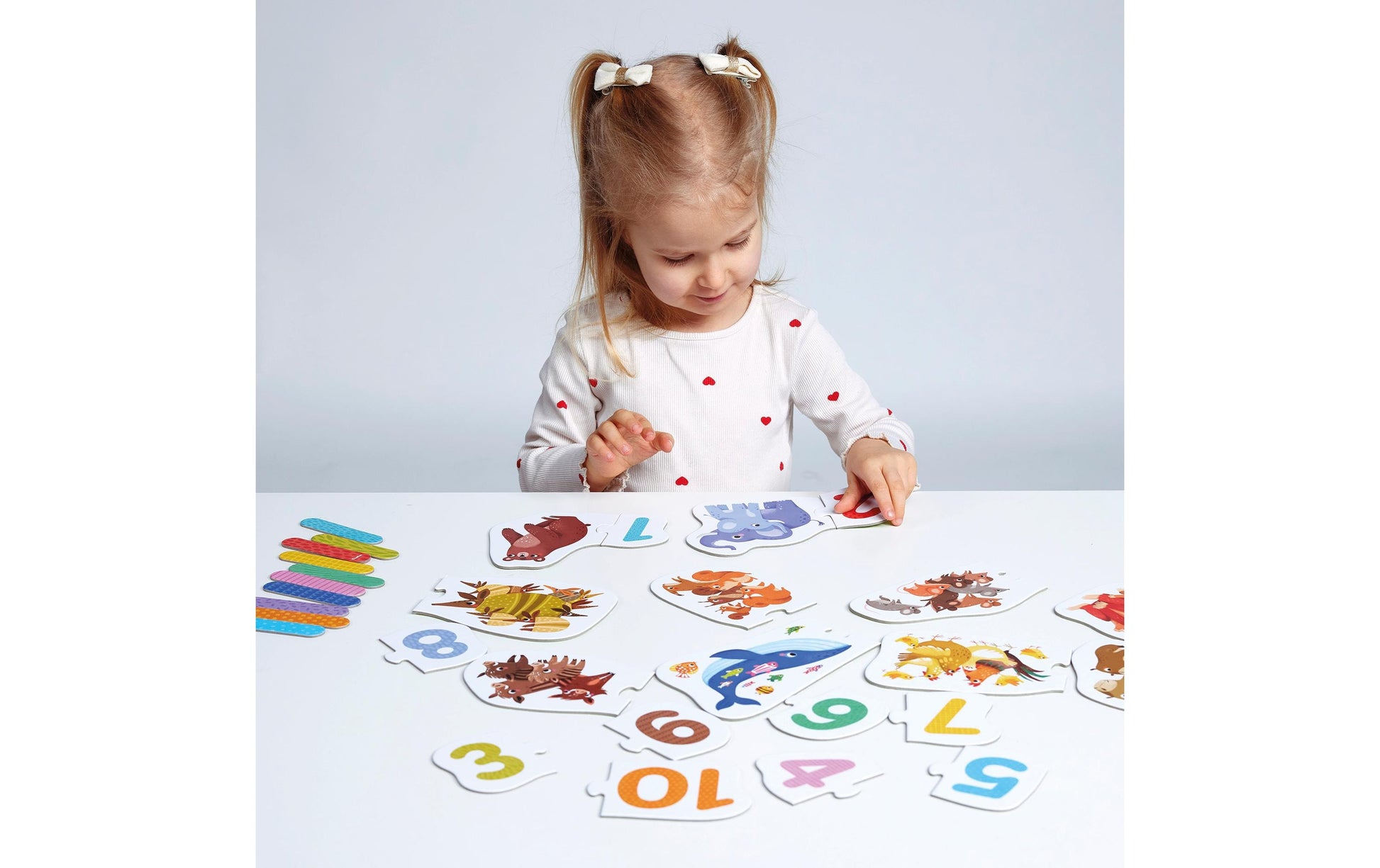 Banana panda Lernspiel – Puzzle Paare Zahlen, Tiere, 20 Teile, ab 3 Jahren, Englisch