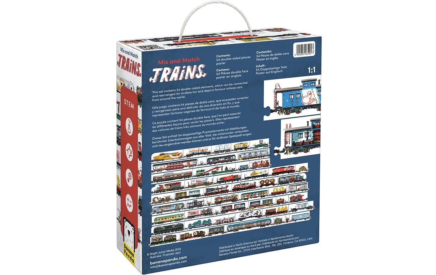 Banana panda Puzzle Mix and Match Trains – Logikspiel, ab 5 Jahren, EN/mehrsprachig