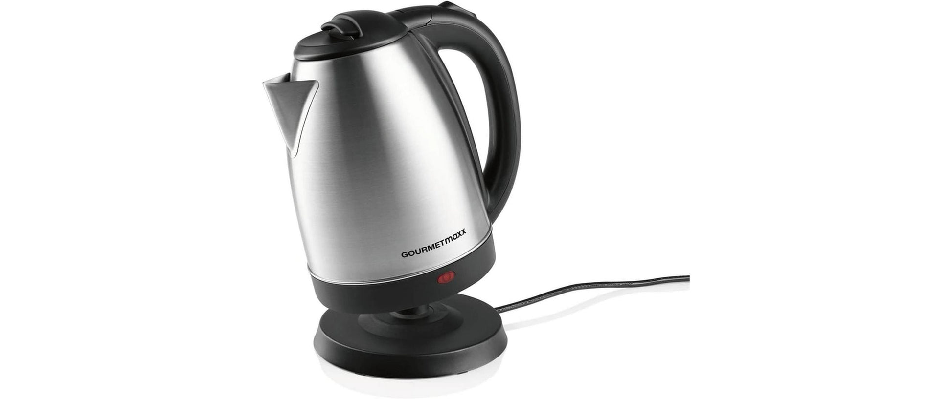 Gourmetmaxx Wasserkocher – 1,8 l, Edelstahl, Kunststoff, 1500 W, 360°-Sockel