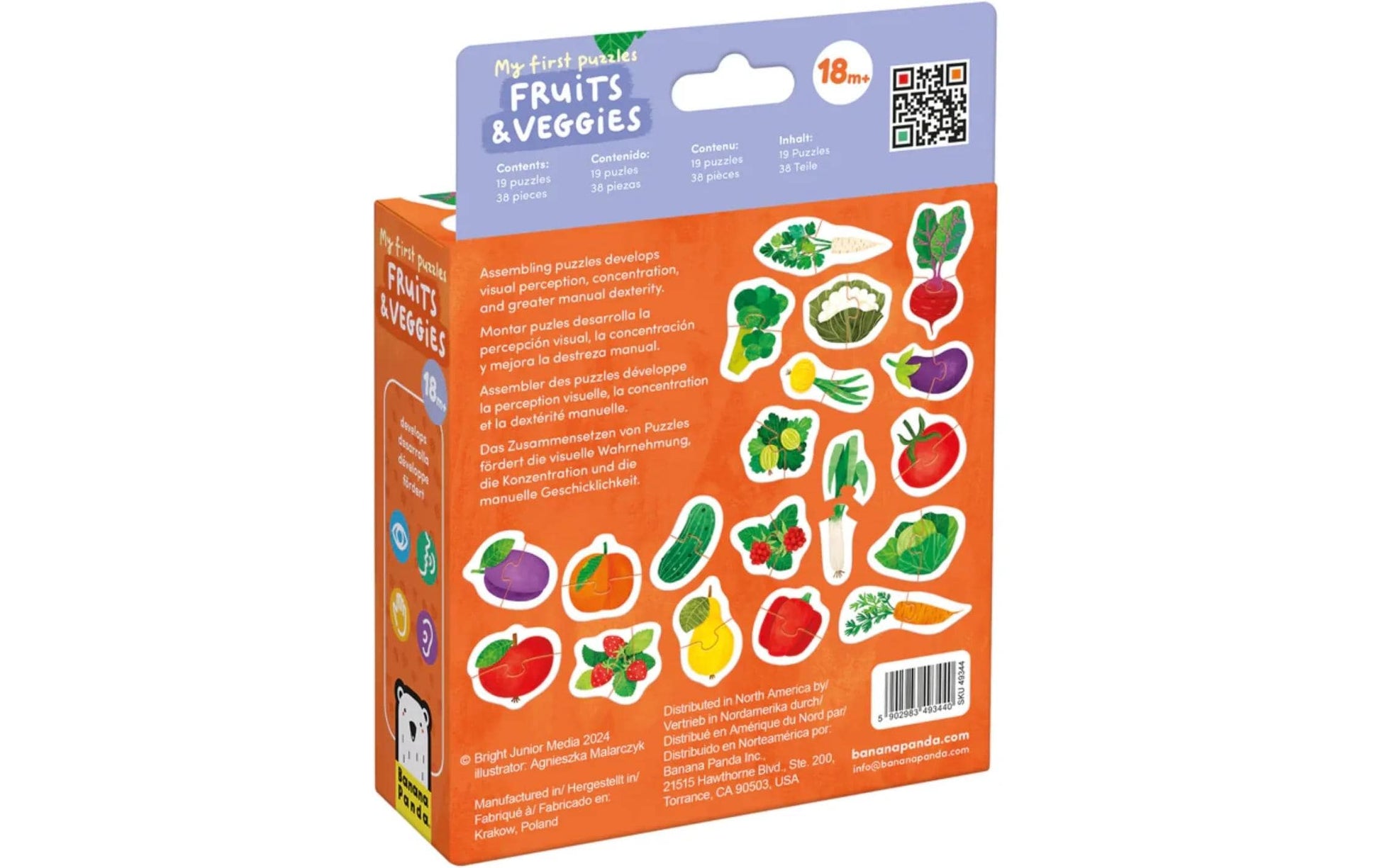 Banana panda Puzzle My First Fruits & Veggies – Logikspiel, ab 1,5 Jahren, mehrsprachig