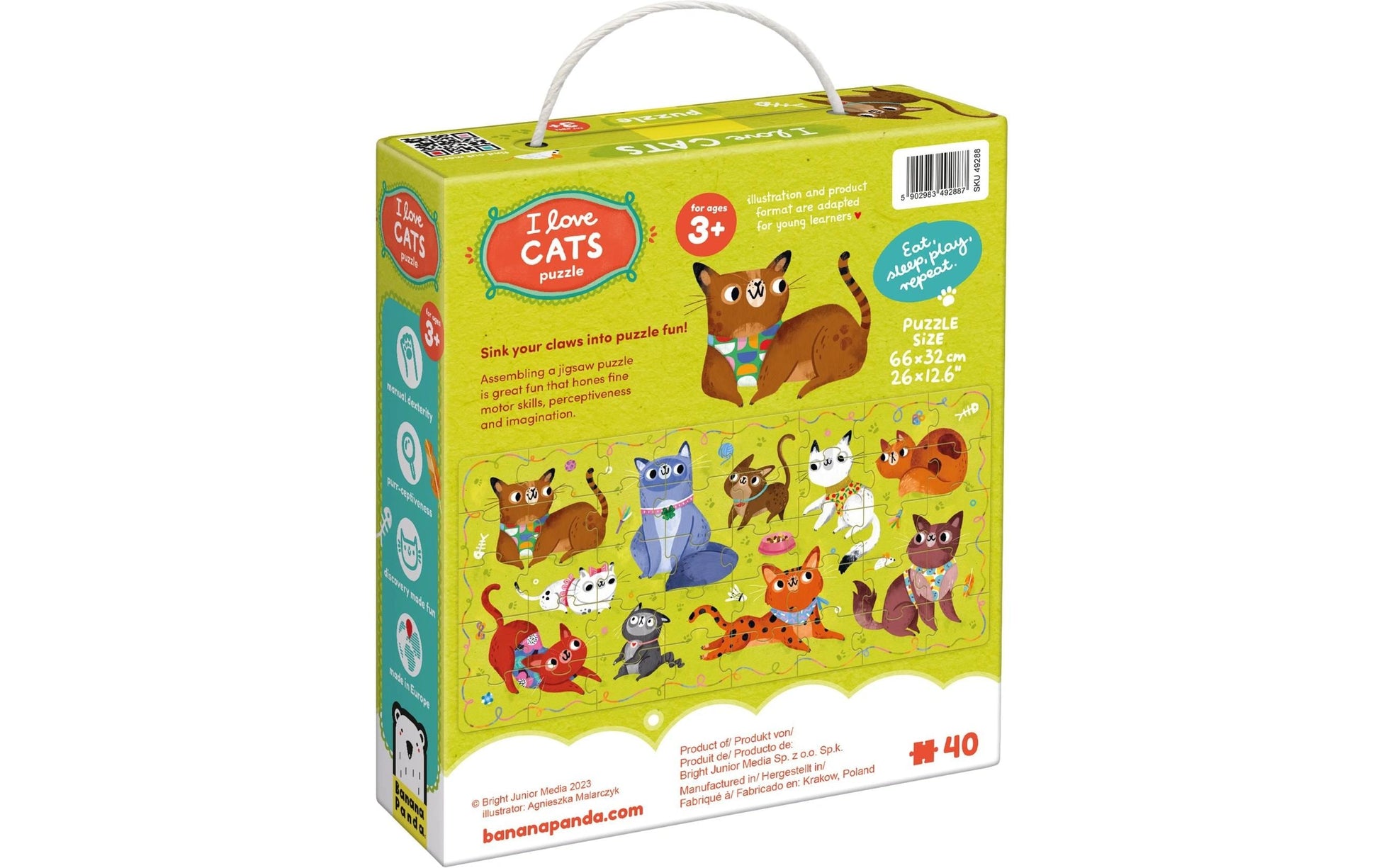 Banana panda Puzzle I Love Cats – Logikspiel, ab 3 Jahren, EN