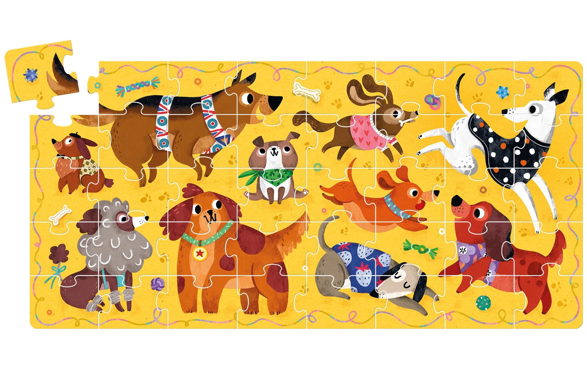 Banana panda Puzzle I Love Dogs – 60 Teile – 66 × 32 cm – ab 3 Jahren – Karton, Pappe