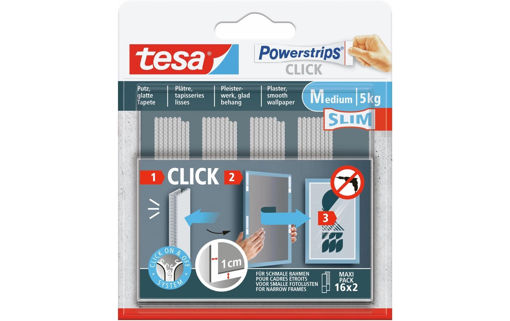 TESA Powerstrips Montagepad Slim – 20 × 60 mm, weiss, 32 Stk.