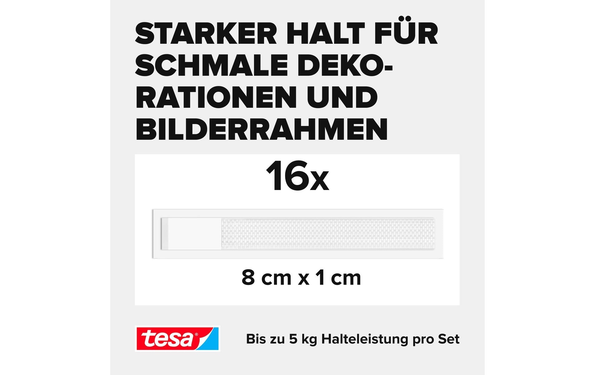 TESA Powerstrips Montagepad Slim – 20 × 60 mm, weiss, 32 Stk.