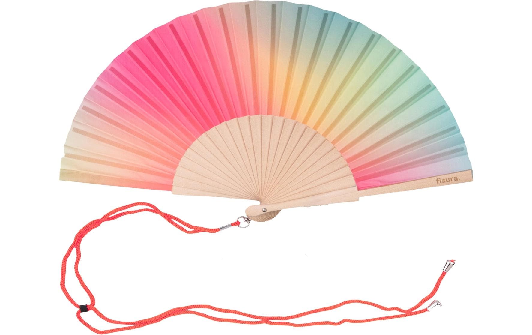 Fisura Fächer – Grün, Pink – Holz (Birke), Polyester (PES)