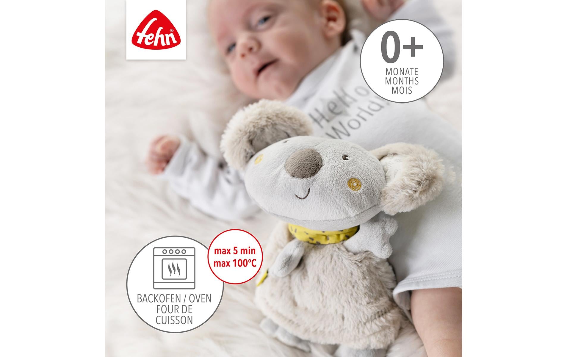 Fehn Wärmetier Koala – Plüsch, Traubenkerne, Grau