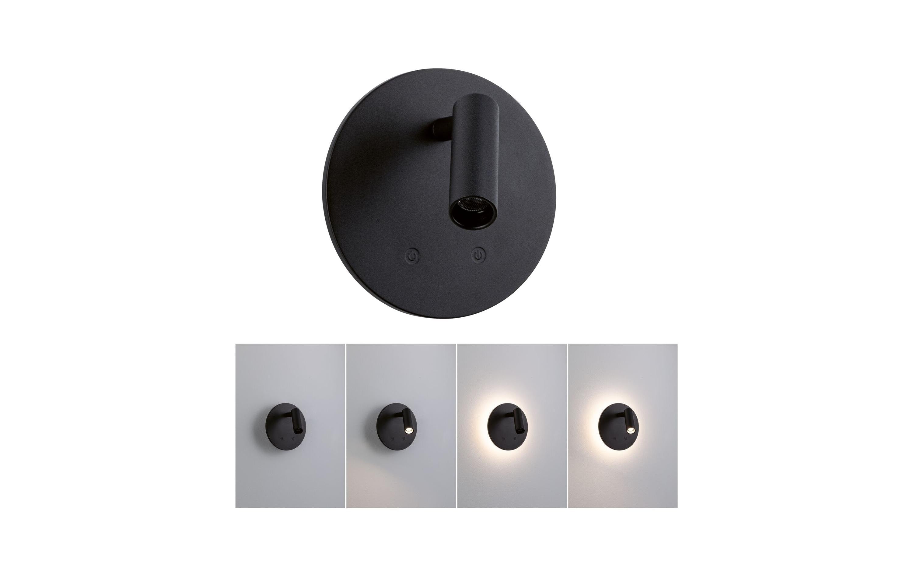 Paulmann Wandleuchte Kiora – 160 lm, 1,3 W, 2700 K, Touch, dimmbar, schwarz