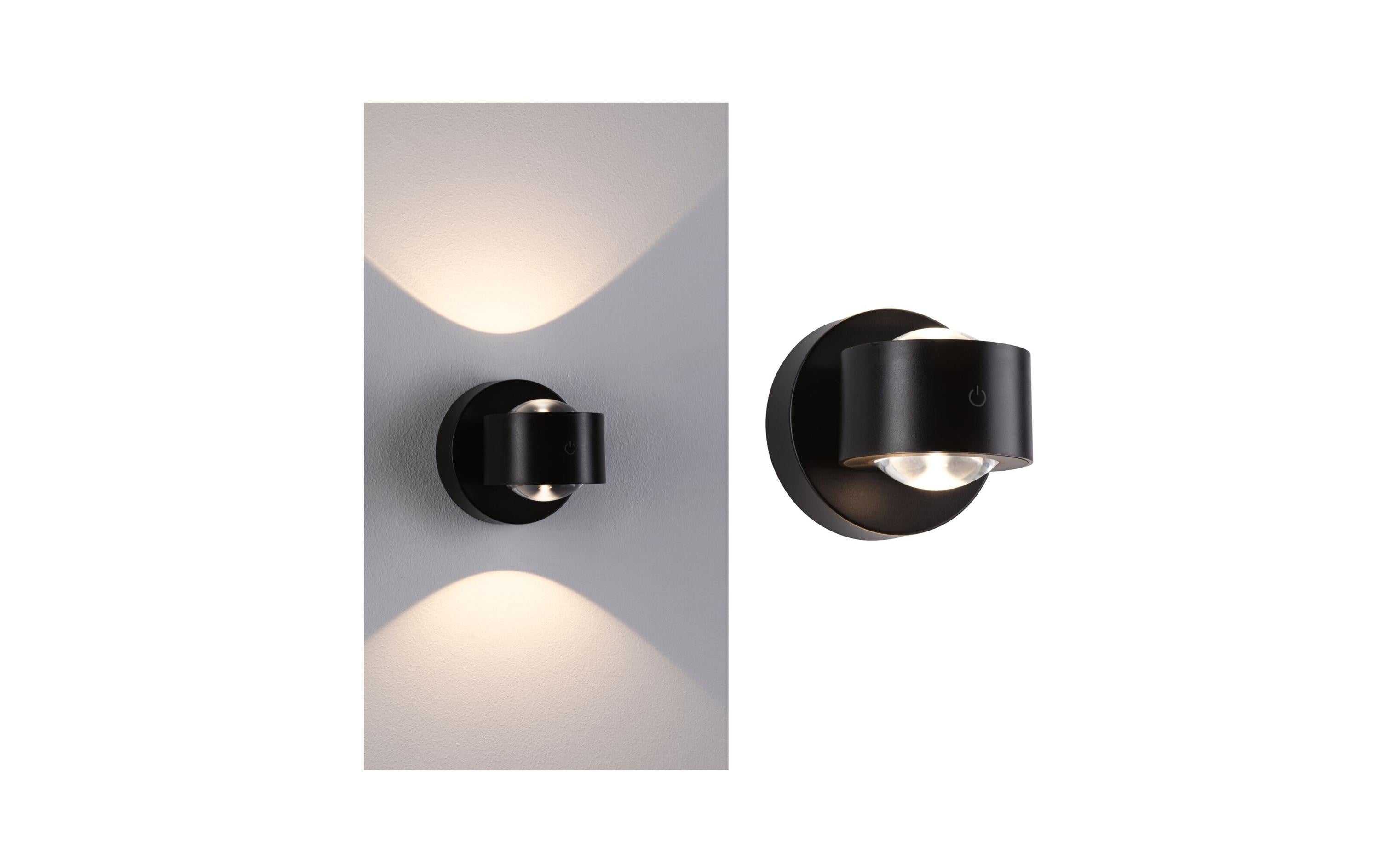 Paulmann Wandleuchte Zorik – Ø 10 × 10 cm, 220 lm, 2,2 W, 2700 K, dimmbar, IP44, schwarz, Akku