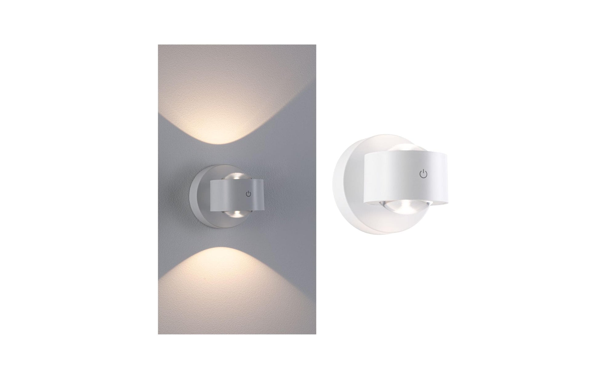 Paulmann Akku-Wandleuchte – Ø 10 × 10 cm, 220 lm, 2,2 W, 2700 K, dimmbar, IP44, weiss, Touch, Magnet, USB