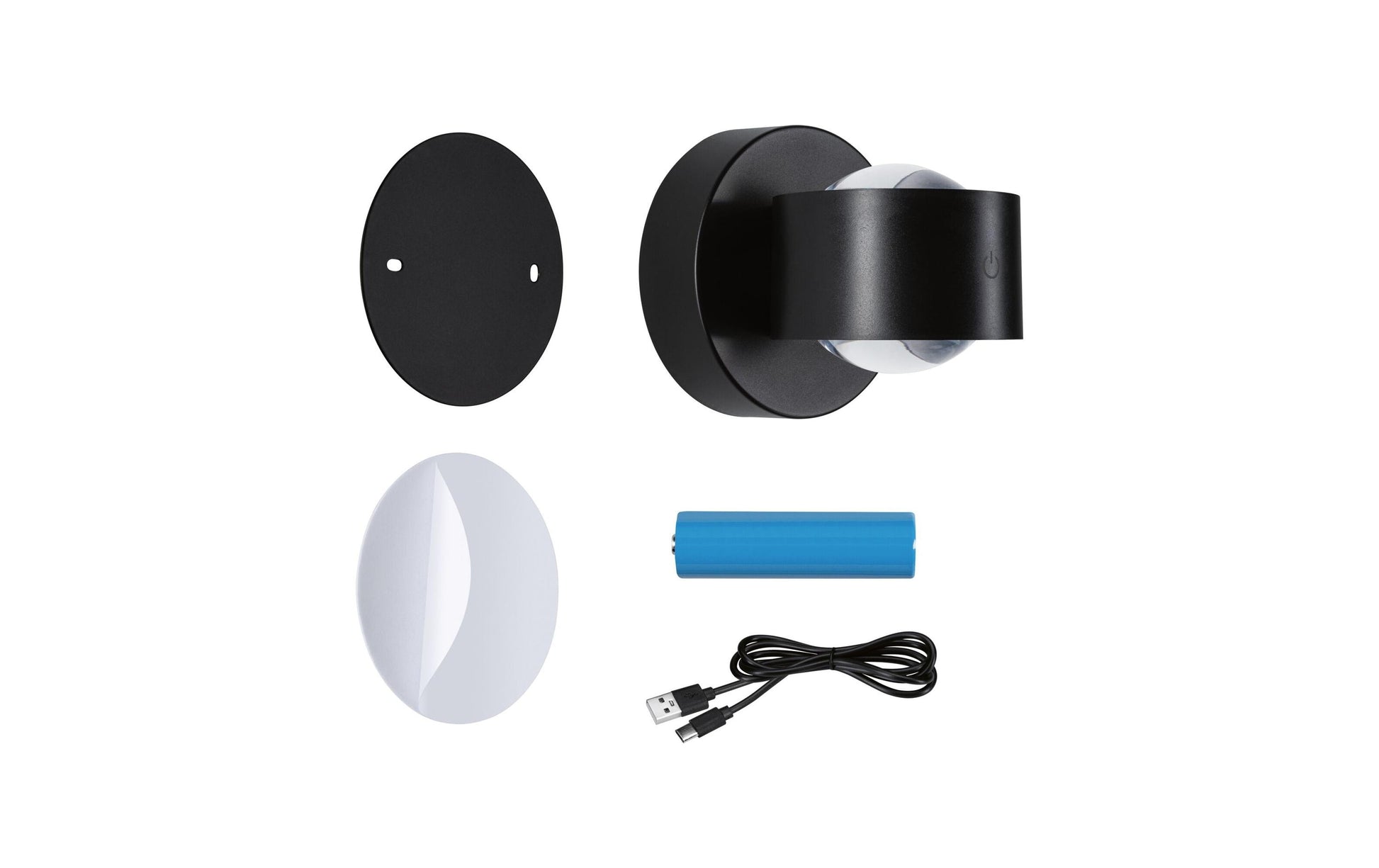 Paulmann Wandleuchte Zorik – Ø 10 × 10 cm, 220 lm, 2,2 W, 2700 K, dimmbar, IP44, schwarz, Akku