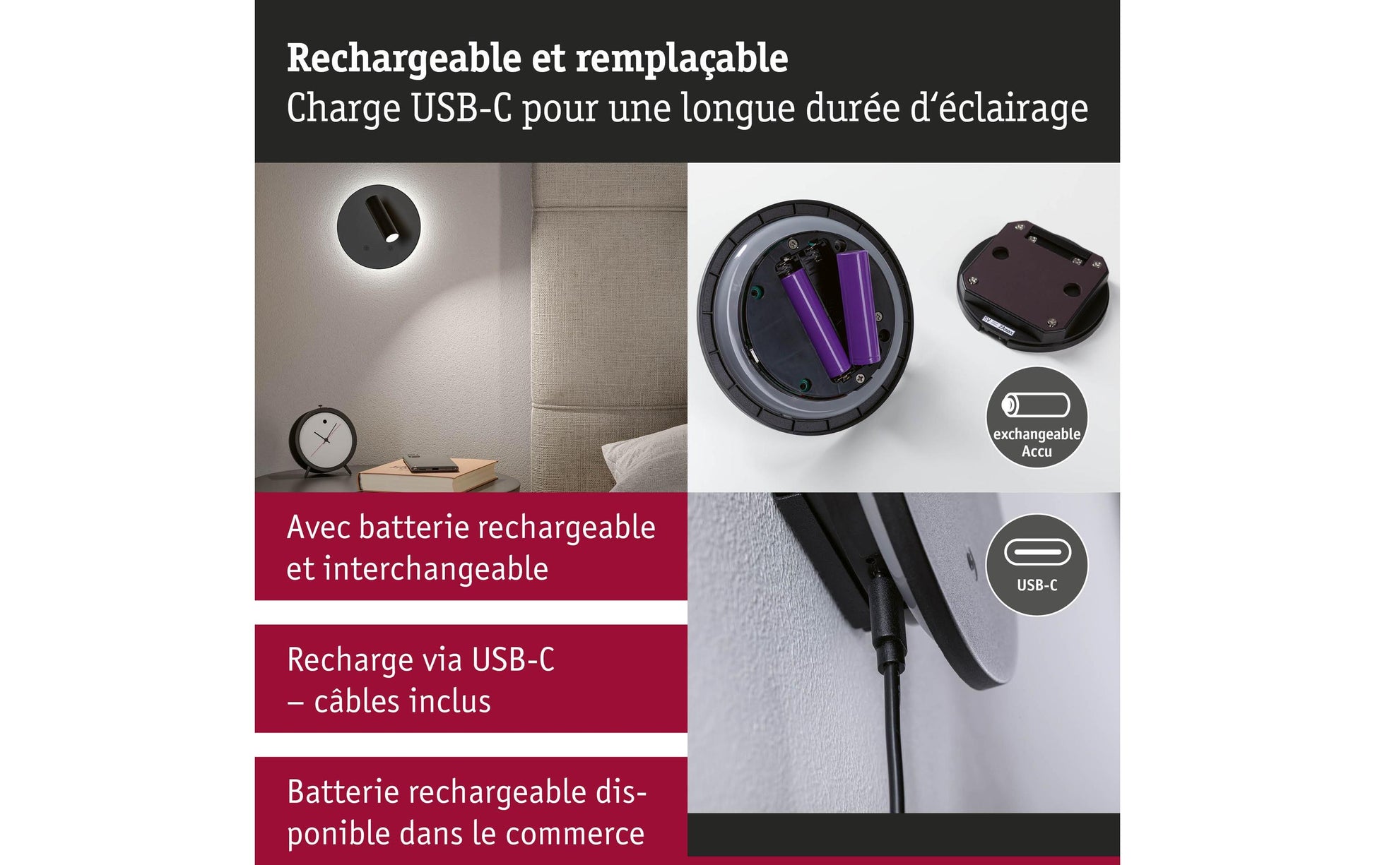 Paulmann Wandleuchte Kiora – 160 lm, 1,3 W, 2700 K, Touch, dimmbar, schwarz