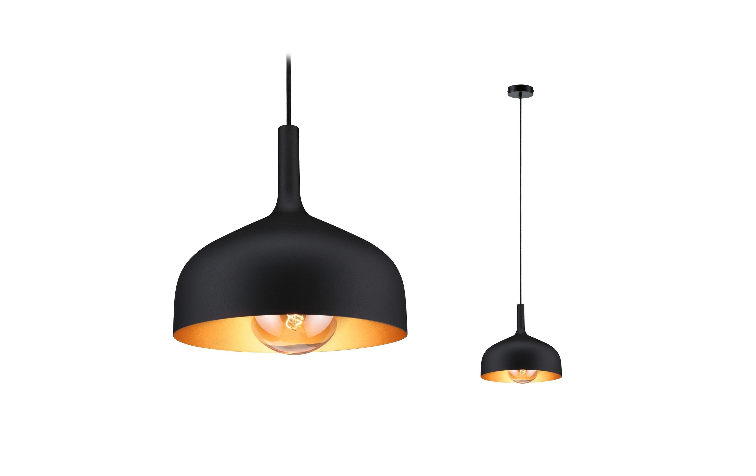 Paulmann Pendelleuchte Embla II – Ø 30 × 110 cm, 20 W, dimmbar, E27, exkl. Leuchtmittel, gold/schwarz