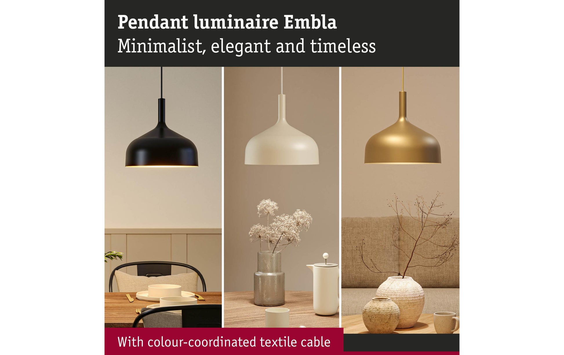 Paulmann Pendelleuchte Embla II – Ø 30 × 110 cm, 20 W, dimmbar, beige/gold, E27, exkl. Leuchtmittel