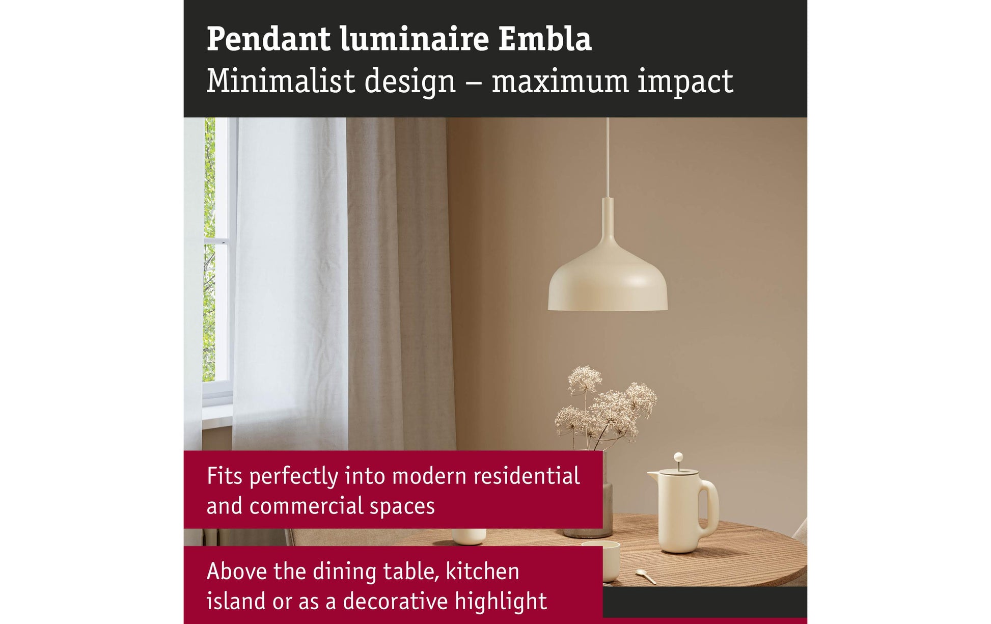 Paulmann Pendelleuchte Embla II – Ø 30 × 110 cm, 20 W, dimmbar, beige/gold, E27, exkl. Leuchtmittel