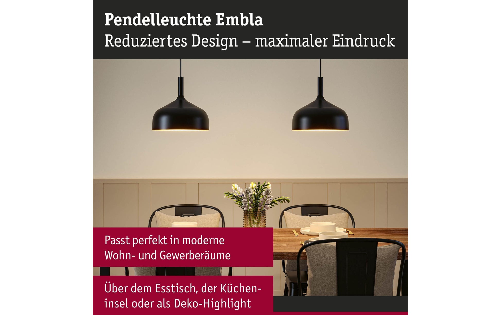 Paulmann Pendelleuchte Embla II – Ø 30 × 110 cm, 20 W, dimmbar, E27, exkl. Leuchtmittel, gold/schwarz