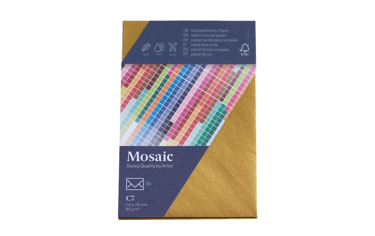 Artoz Couvert C7 – ohne Fenster, Papier, Gold, 90 g/m², FSC, 5 Stk.