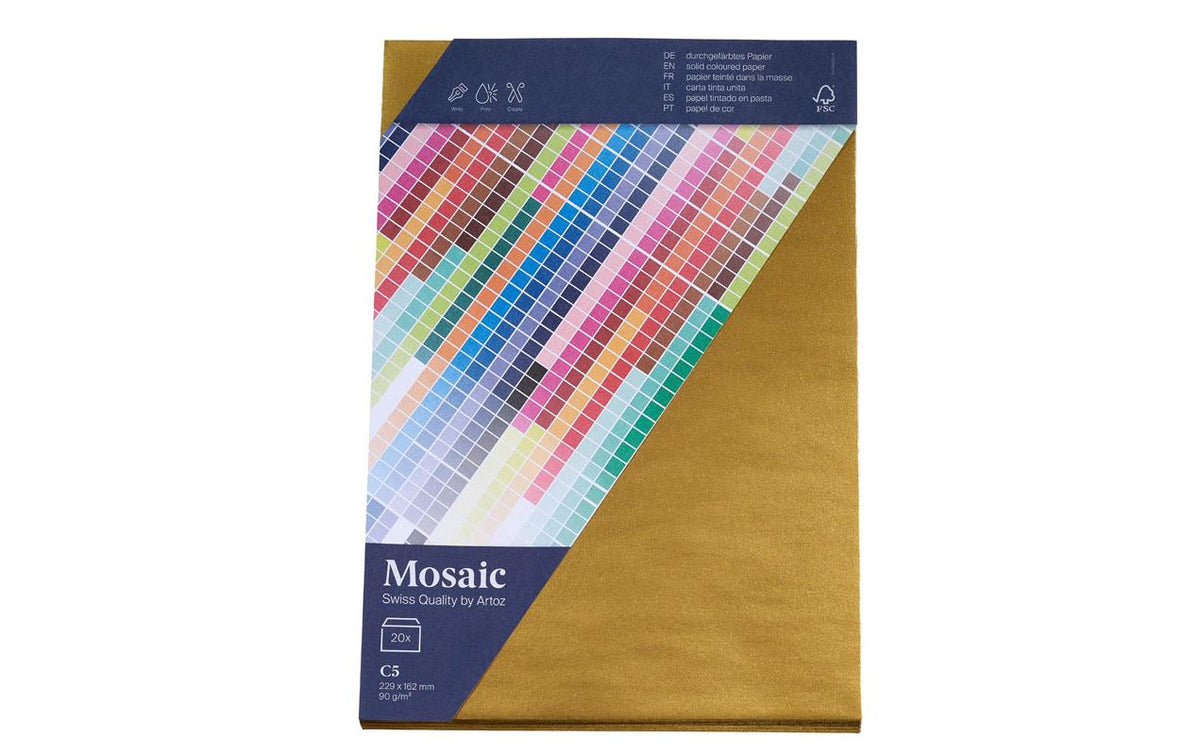 Artoz Couvert C5 – ohne Fenster, Papier, Gold, 90 g/m², FSC-zertifiziert, 20 Stk.