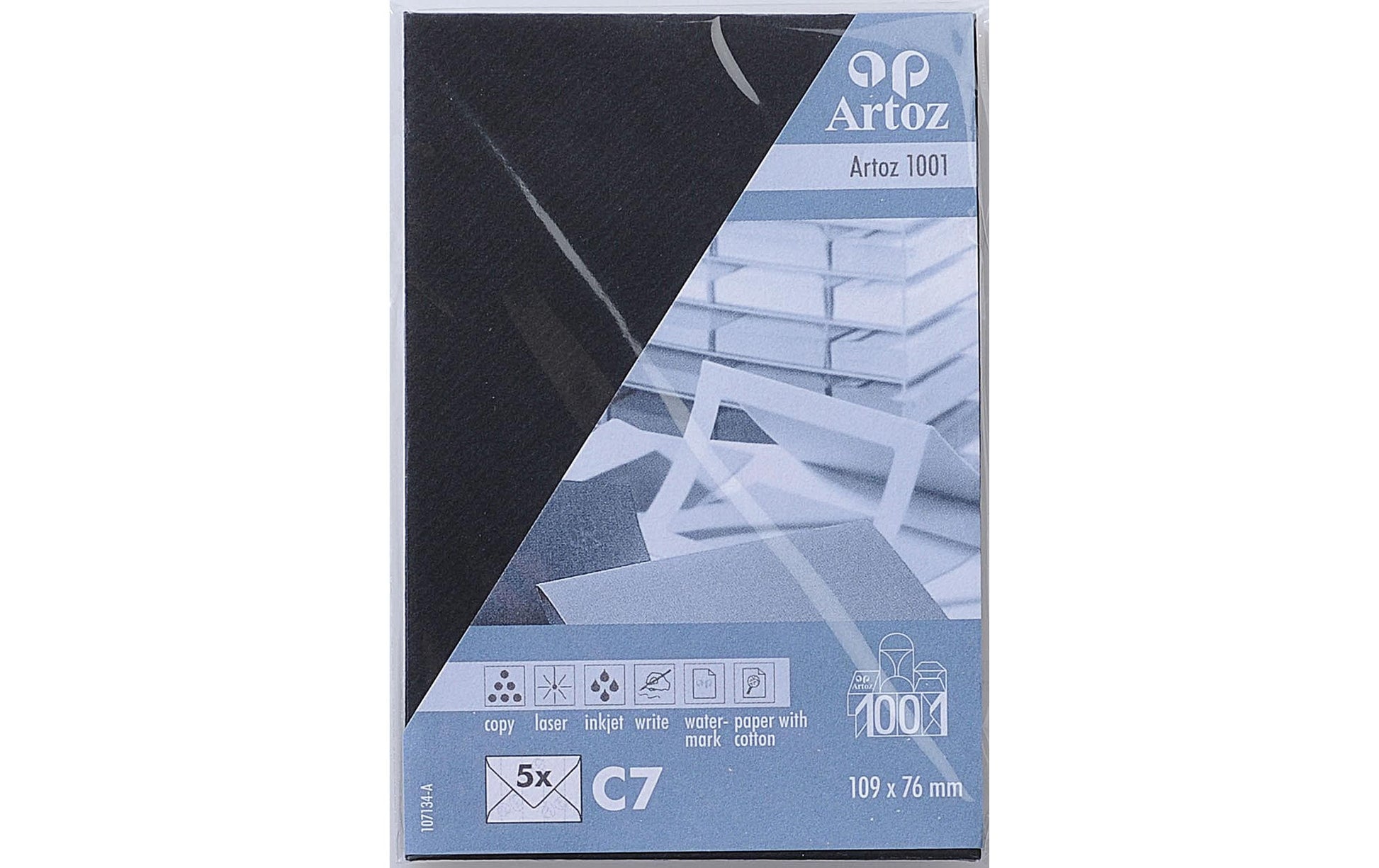 Artoz Couvert C7 – ohne Fenster, schwarz, 100 g/m², FSC, 12 Stk.