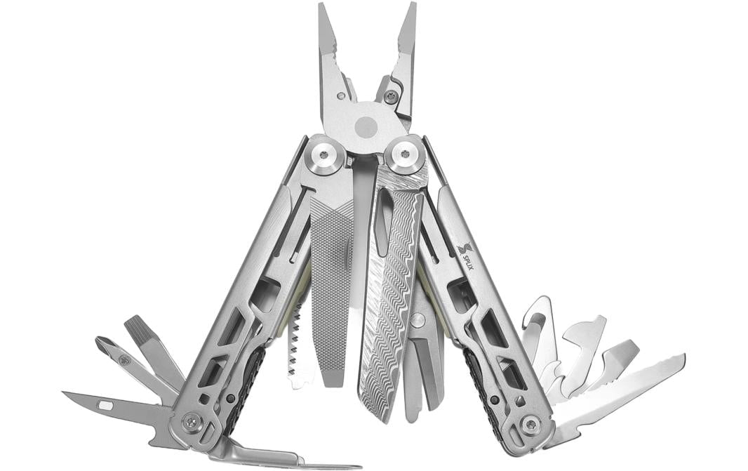 Laserliner DAM14 Multitool – 14-teilig, 75 mm Klingenlänge, Damastklinge