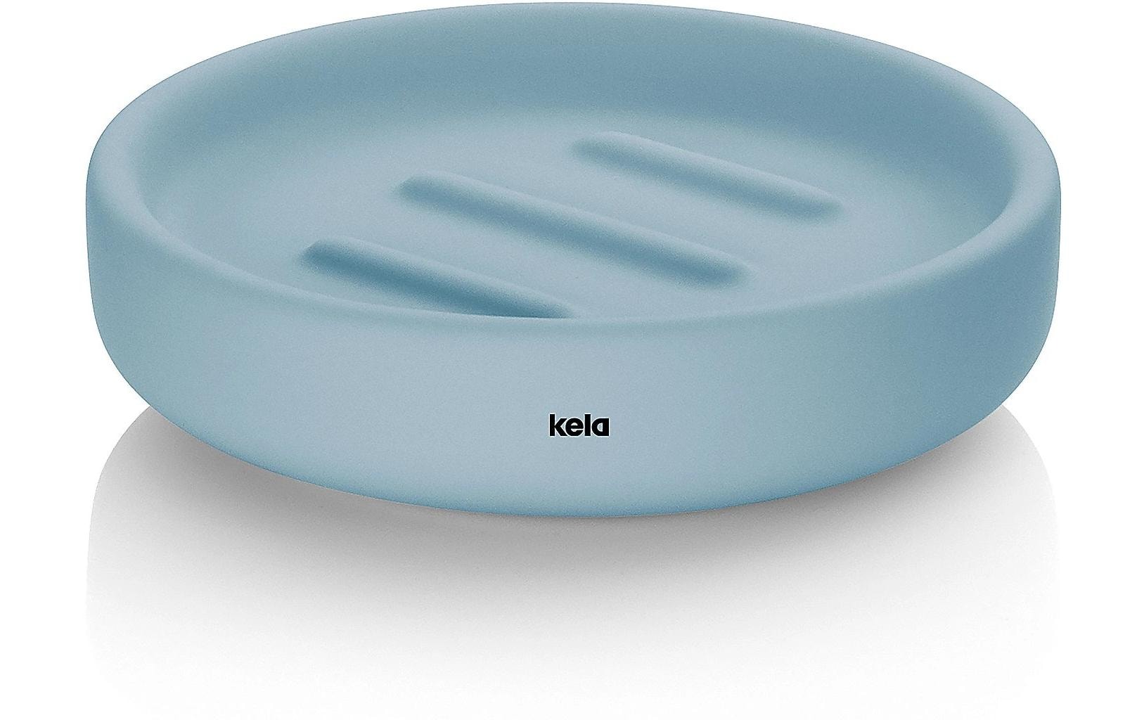 Kela Seifenschale Sana – 11,5×11,5×3 cm, Keramik, Hellblau