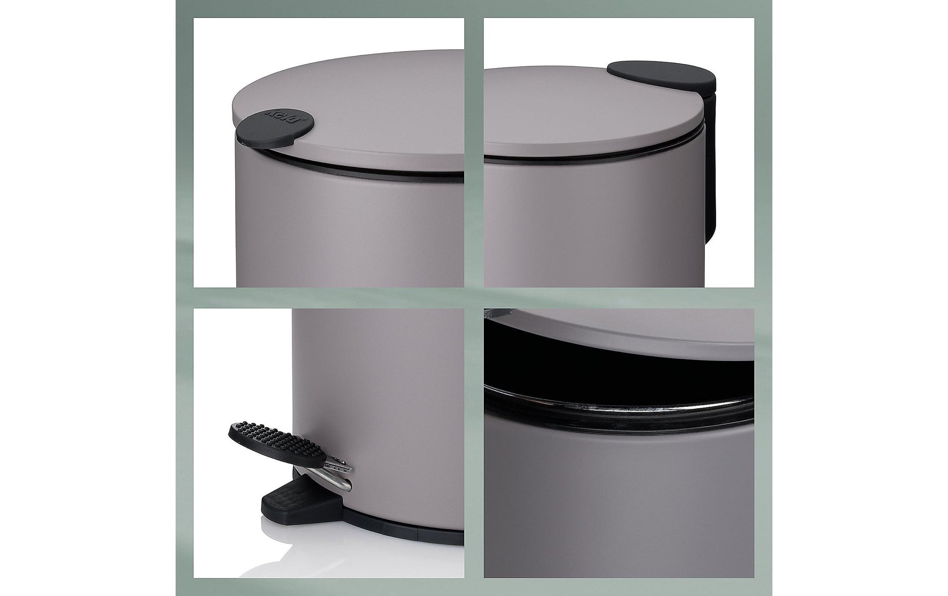 Kela Kosmetikeimer Mats – 3 l – Metall, rund – hellgrau