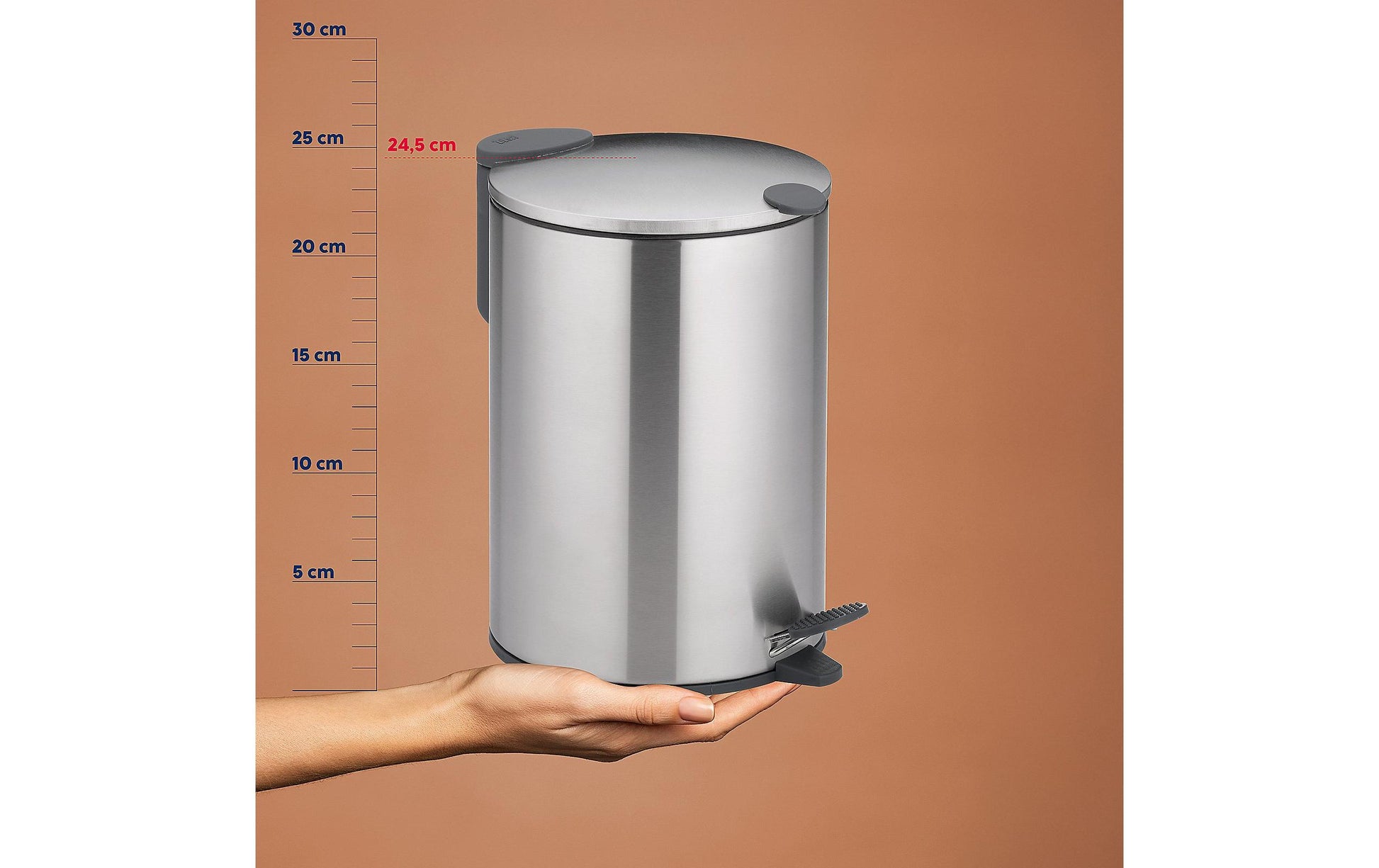 Kela Kosmetikeimer Mats – 3 l – Metall, rund – silber matt